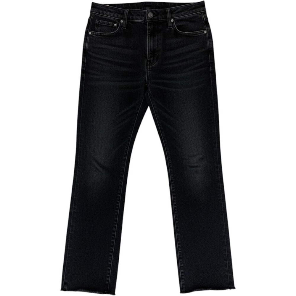 Free People Charcoal Dark Wash Straight Leg Raw Hem Designer Jeans Size 27
